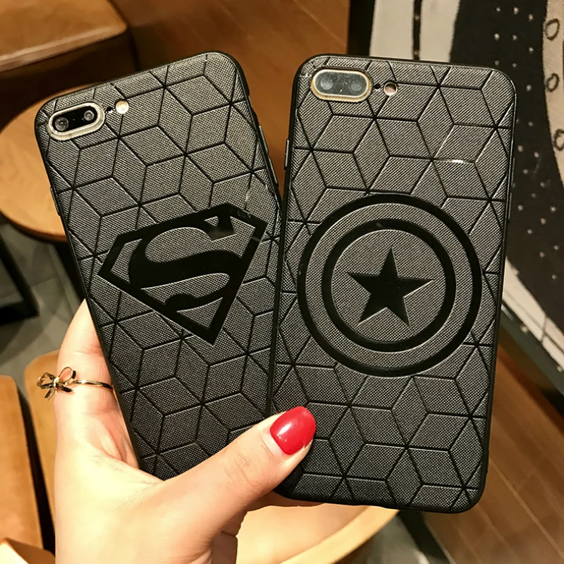 Male Marvel Avengers Matte Silicone Case for iPhone X 6s 7 7Plus 8 Plus Cover for iPhone XR X XS Max Superman Siperman Cases