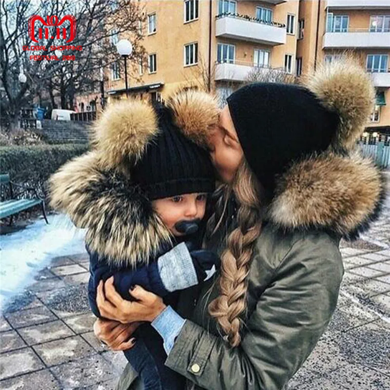 2 PCS Set Family Matching Hat Autumn Baby Girls Boys Winter Warm Gorros Para Bebe faux Fur Pompom Ball Kids Knitted Beanies Hat 2 PCS Set Family Matching Hat Autumn Baby Girls Boys Winter Warm Gorros Para Bebe faux Fur Pompom Ball Kids Knitted Beanies Hat