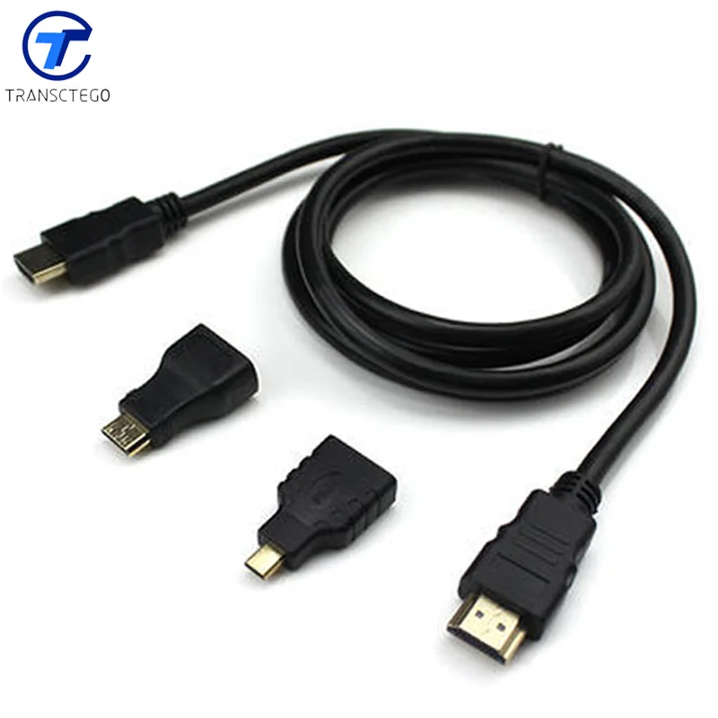 TRANSCTEGO 3 in 1 HDMI Convert Adapter Line Micro HDMI HD Cables 1.5M