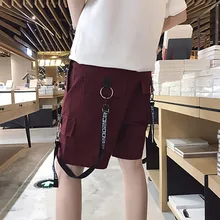 Harajuku Ulzzang шорты мужские уличные карго шорты корейская мода одежда шнурок ленты рабочая одежда мужские свободные шорты
