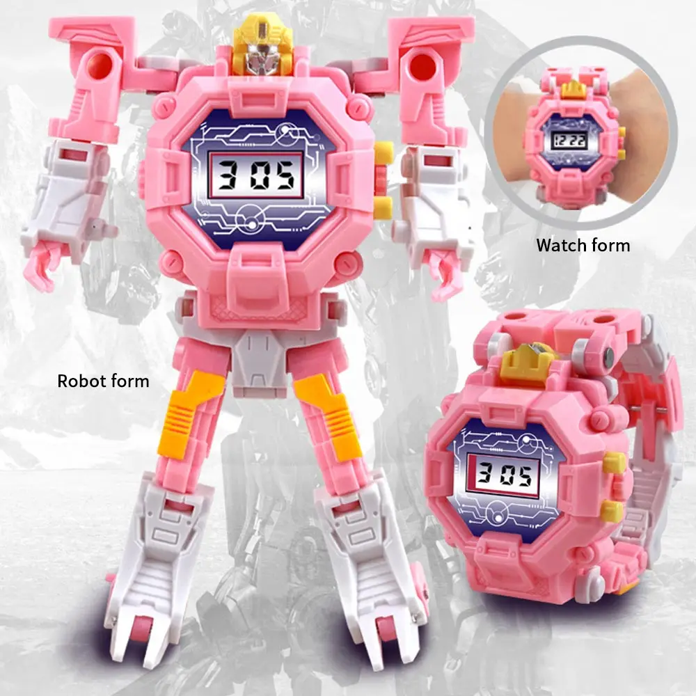 

2 in 1Deformation Robot Action Trasformation Wristwatch Kids Robot Electronic Children's Watches Creative Gifts