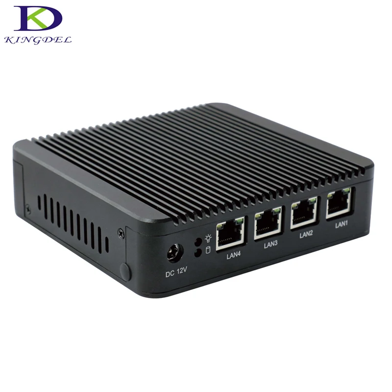 Kingdel Fanless Mini PC J1900 Quad Core 4*Intel WG82583 Gigabit Lan Firewall Multi-function Router Network Security Desktop