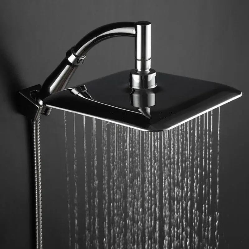 

ABS Chrome Square Rotatable Top Rain Water Saving Pressurized Shower For Bath Shower Head Wall Mounted Extension Arm Shower Head