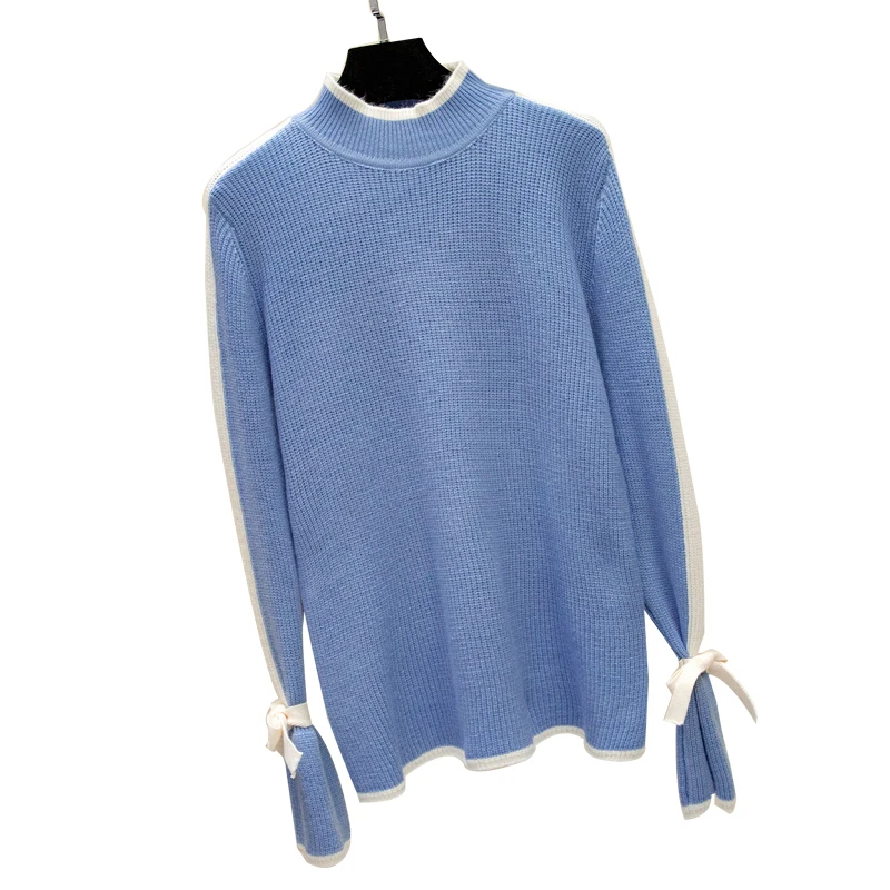 2018 New Fashion Women Sweaters Pullovers Female Loose Knit Long Sleeve Cuff Lace-Up Knitted Tops Female Half Turtlenck Sweaters 2018 New Fashion Women Sweaters Pullovers Female Loose Knit Long Sleeve Cuff Lace-Up Knitted Tops Female Half Turtlenck Sweaters