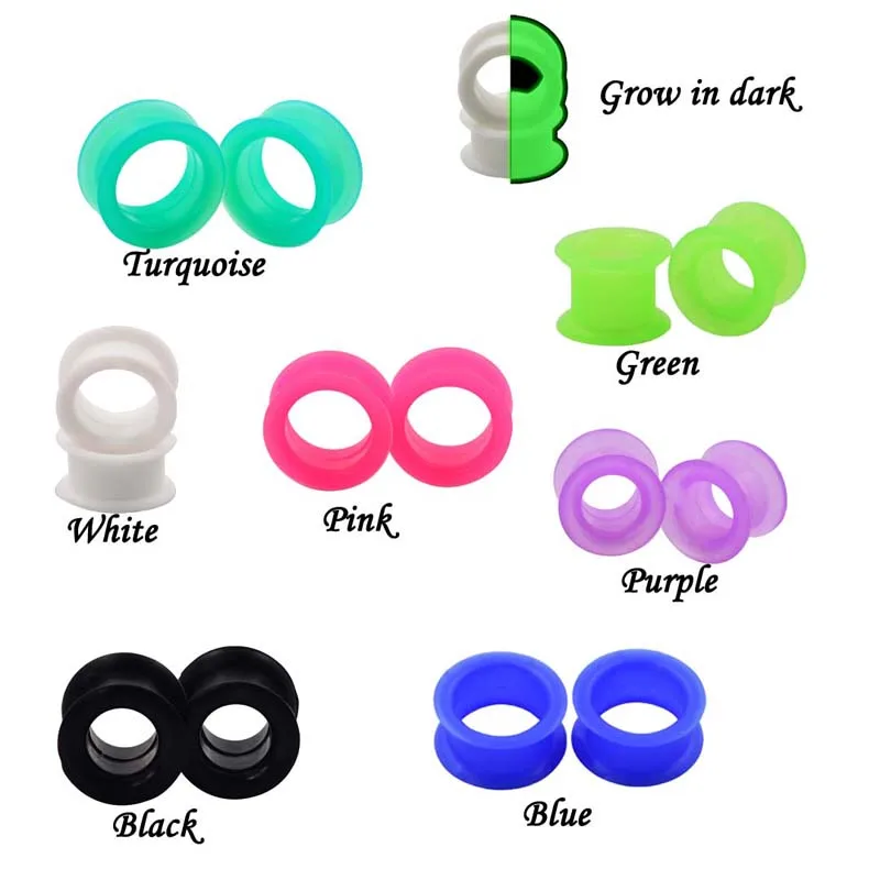 Ear Piericing 16pcs Ear Gauges 4 25mm ear Tunnel Plugs Silicone Flesh