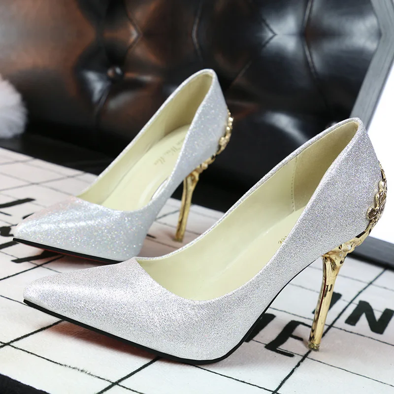 rose gris Zapatos Mental Talón Alto De 2016 Flor Metal Gamuza rosado verde rojo khaki Stiletto Negro Bombas plata oro Nueva Cuero Las Mujeres Sexy Del 9 Tacón Colores n10wq4wEx8