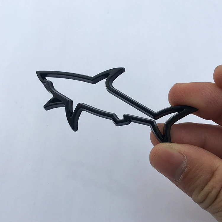 1 pieza 3D Metal Shark Shape coche pegatina emblema coche Logo partes exteriores piezas de repuesto coche estilo