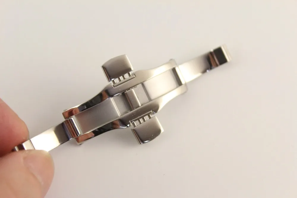 En Ligne 6x25mm Montre Bracelet Butterfly boucle en acier Inoxydable fermoir Pour T035410 T035407 Solide boucle en acier Argent