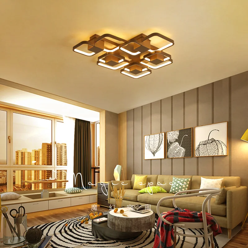 

NEO Gleam New Coffee Finished Modern led Chandelier For Living Room Bedroom Study Room Home Deco 90-265V Ceiling Chandelier