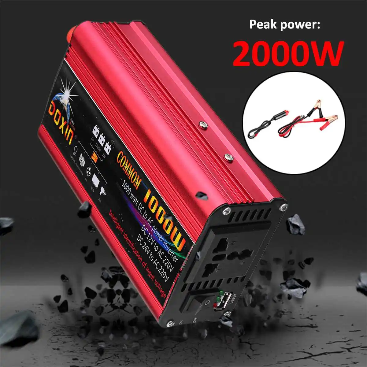 

Inverter 12V/24V 220V 1000W Voltage Transformer Inverters Converters Charger Modified Sine Wave USB Portable Car Power Inverter