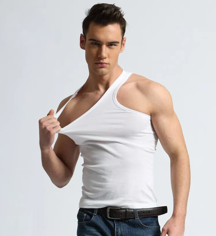 

Sexy Mens Undershirts Solid Color Cotton Underwear Casual Top Vest Shirt Slim Male Undershirt Bottoming Shirt Men Summer Wear