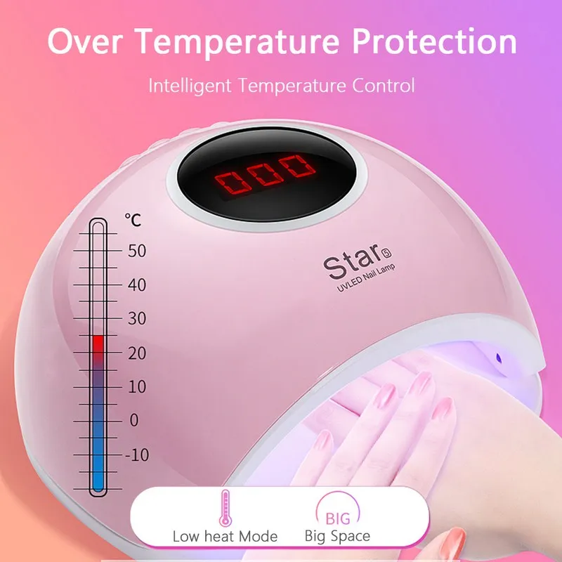 Murah 54 72 48 36 W UV Kuku Lampu Lampu LED untuk Manikur Kuku Pengering untuk Semua Gel bahasa Polandia dengan Infrared Sensing 10 30 60 S LCD Display