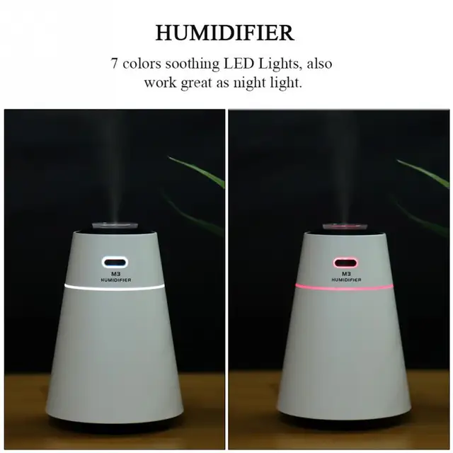 250ML USB Mini Ultrasonic Air Aroma Humidifier for Home Essential Oil Diffuser Atomizer Air Freshener Mist Maker with LED Light