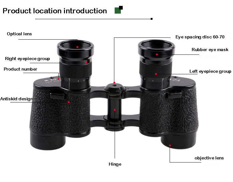 ZIYOUHU 6X24 Original Germany Military Binoculars Full-metal Telescope Hd High Quality Nitrogen waterproof with Leather Bag