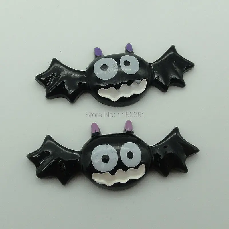 1pcs/lot resin flat back Halloween bared teeth bat 39mm Cabochons Scrapbooking Hair Bow Center DIY Christmas decration C105-7