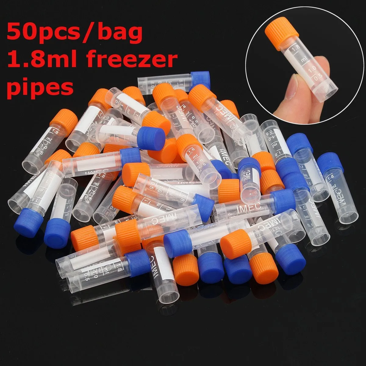 

500pcs 1.8ml Plastic Graduated Lab Plastic Freezing Tube Cryopreservation tube Cryovial Laboratory Cryogenic Vial Screw Cap Tube