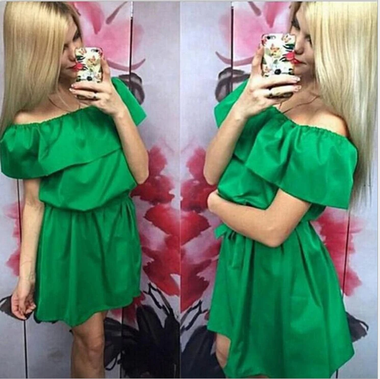 2016 Summer font b dress b font font b women b font slash neck Double font