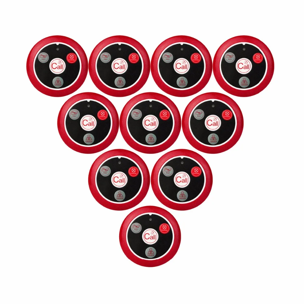 10pcs 433MHz Restaurant Pager Wireless Waiter Calling System Call Button Pager Four key Restaurant Equipment Catering