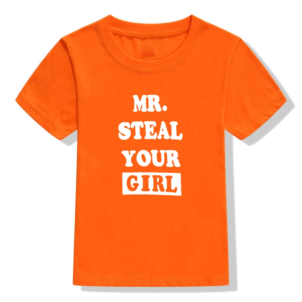Коллекция года, летняя футболка для мальчиков с надписью «Mr Steal Your Girl» Футболки для маленьких мальчиков, футболка унисекс Детские футболки, детские рубашки для мальчиков модные детские топы - Цвет: 41K6-KSTOG-