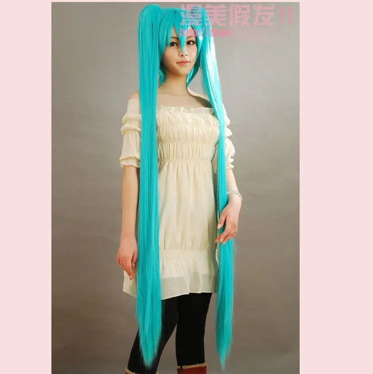 

Vocaloid Miku Hatsune 120cm Cosplay Costume Wig Two Chip Ponytails Free shipping