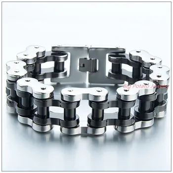 

9"*22mm 316L Stainless Steel Silver Black Color Motorcycle Chain Men's Bracelet Bangle Cool Biker Jewelry Top Quality