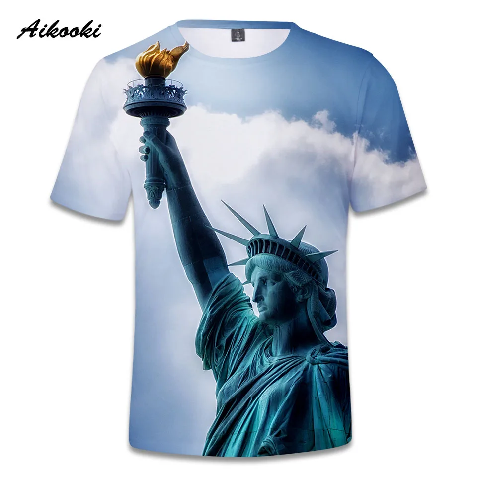 Aikooki 3D статуя футболка Liberty мужские/женские с принтом Европейский стиль