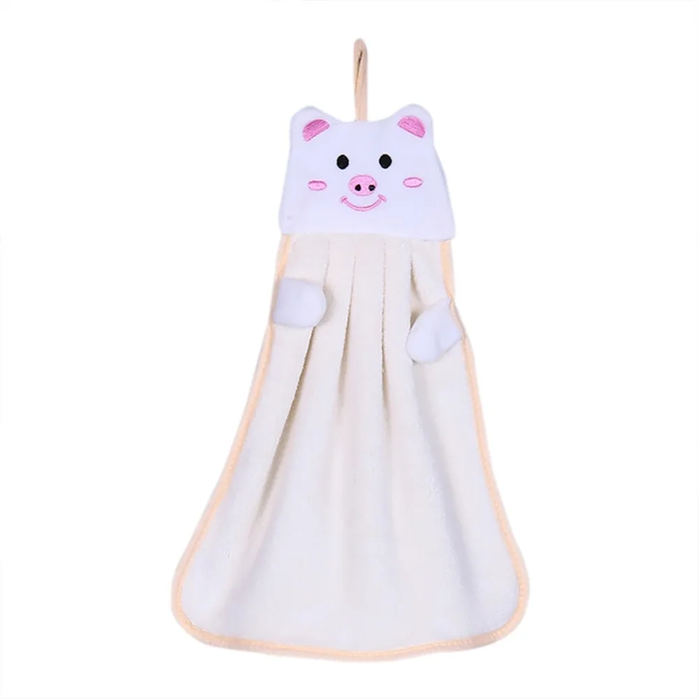 

Kitchen Cartoon Hanging Dish Cloth with Tie Coral Velvet Absorbent Towel for Hands