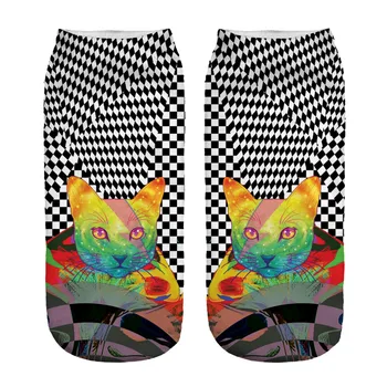 

19cm*8cm Socks 3D Printed funny socks Animal Women Casual socks women Cute Cat Unisex Low Cut Ankle print Support wholesale