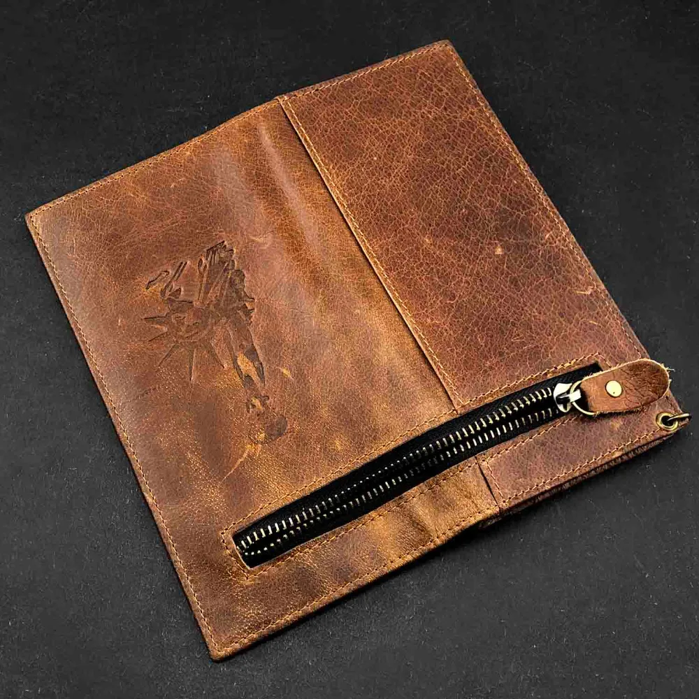 Biker Trucker Homme en Cuir Véritable ziper Portefeuille long avec Metal Key Chain