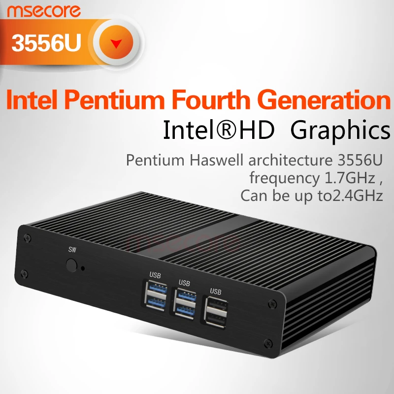 Intel Pentium3556 Fanless Mini PC Desktop Computer NUC Windows 10 thin client Nettop barebone system HTPC