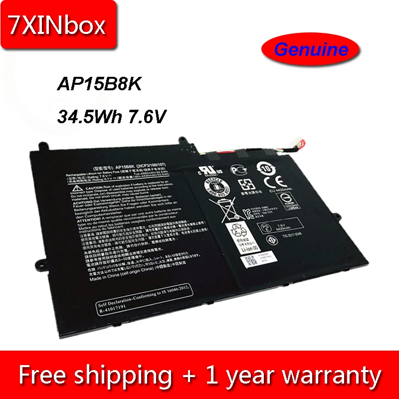 7XINbox 34 5wh 4550 мАч 7 6 В Подлинная AP15B8K батарея для ноутбука Acer Aspire Switch 11 SW5-173 SW5-173P серии