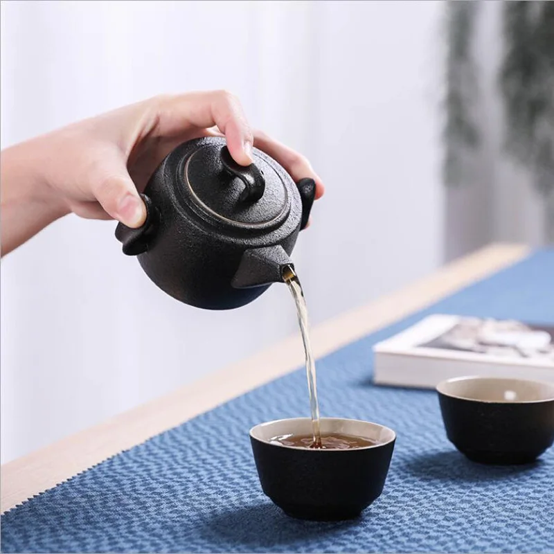 Портативный чайный сервиз включает 1 чайник 2 чайные чашки, красивый и простой чайник, китайский керамический портативный чайный сервиз gaiwan