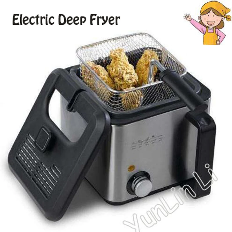 

Electric Deep Fryer Constaant Temperature Multifunction Household Smokeless Single Tank Small Fryer 1.5L Stainless Steel DF-27A