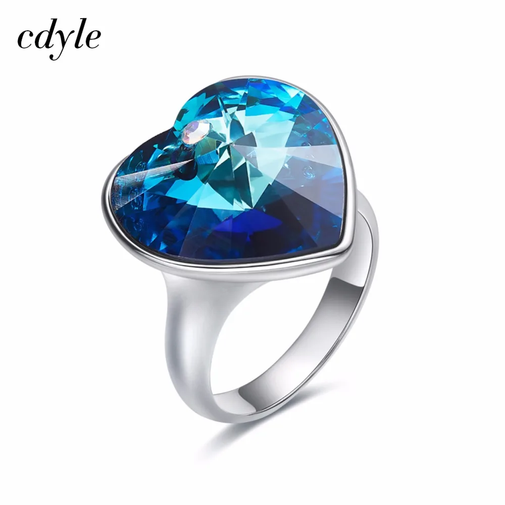 

Cdyle Crystals from Swarovski Women Ring Fashion Jewelry Romantic Engagement Wedding Rings Bijoux Jewelry Blue Purple Lady Gift