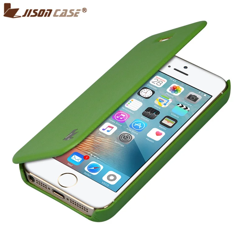 Jisoncase для iPhone SE 5S 5 чехол из искусственной кожи флип телефона Couro роскошный бренд