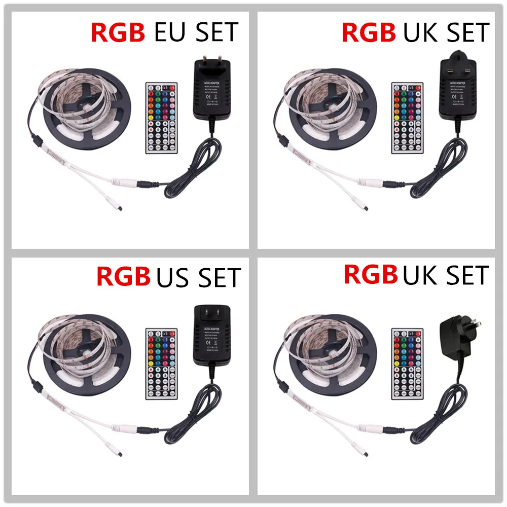 2835 RGB Светодиодные полосы света набор белый/теплый белый/синий 60 светодиодный s/m водонепроницаемый гибкая лента светодиодный свет лампы с 2A