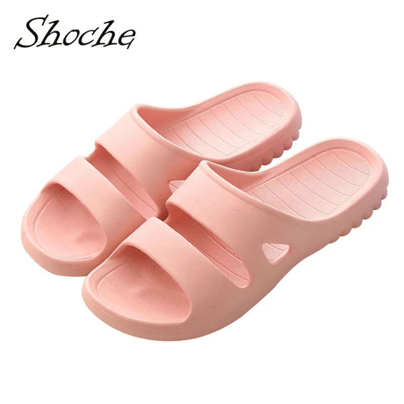 

Shoche Indoor Slippers For Women Unisex Home Slippers Bath Pantuflas Woman Solid Flat Slipper Plus Size Chaussons Femme