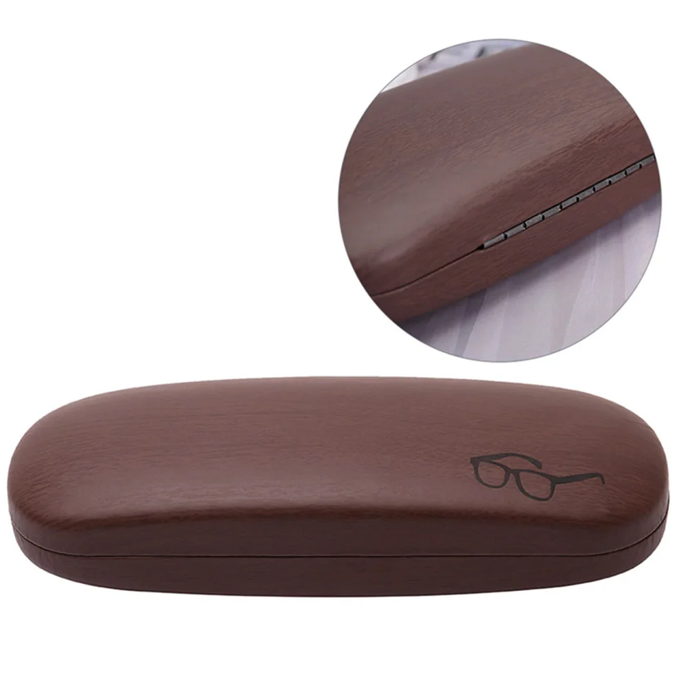 High Quality Wood Grain Hard Kit Holder Metal Reading Glasses Case for Men and Women PU Leather Eyeglass Sunglasses Box