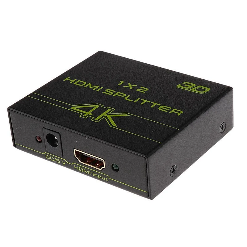 1x2 4K HDMI 1,4 сплиттер 1 в 2 Выход HDCP 3D 2 порта HDMI концентратор адаптер питания переменного тока