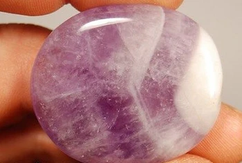 

AMETHYST PALM STONE 4.1cm 18g Healing Crystal Gift Flat Thumb Worry Quartz
