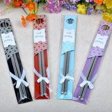 100 пар/лот Восток отвечает западные палочки для еды из нержавеющей стали+ свадебные подарки в китайском стиле