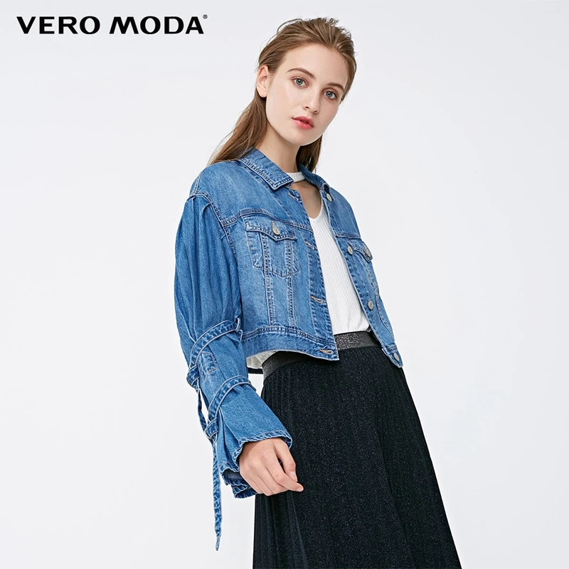 

Vero Moda Two-tiered Sleeves Lace-up Short Denim Jacket | 318357515
