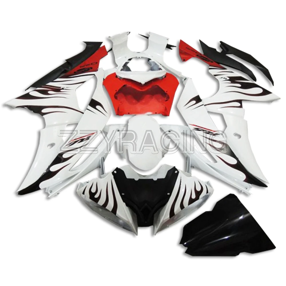 

Injection Fairings Kit for Yamaha YZF-600 R6 2008 - 2016 Complete ABS Plastic R6 08 - 16 Motorcycle Body Kit White Black Flames