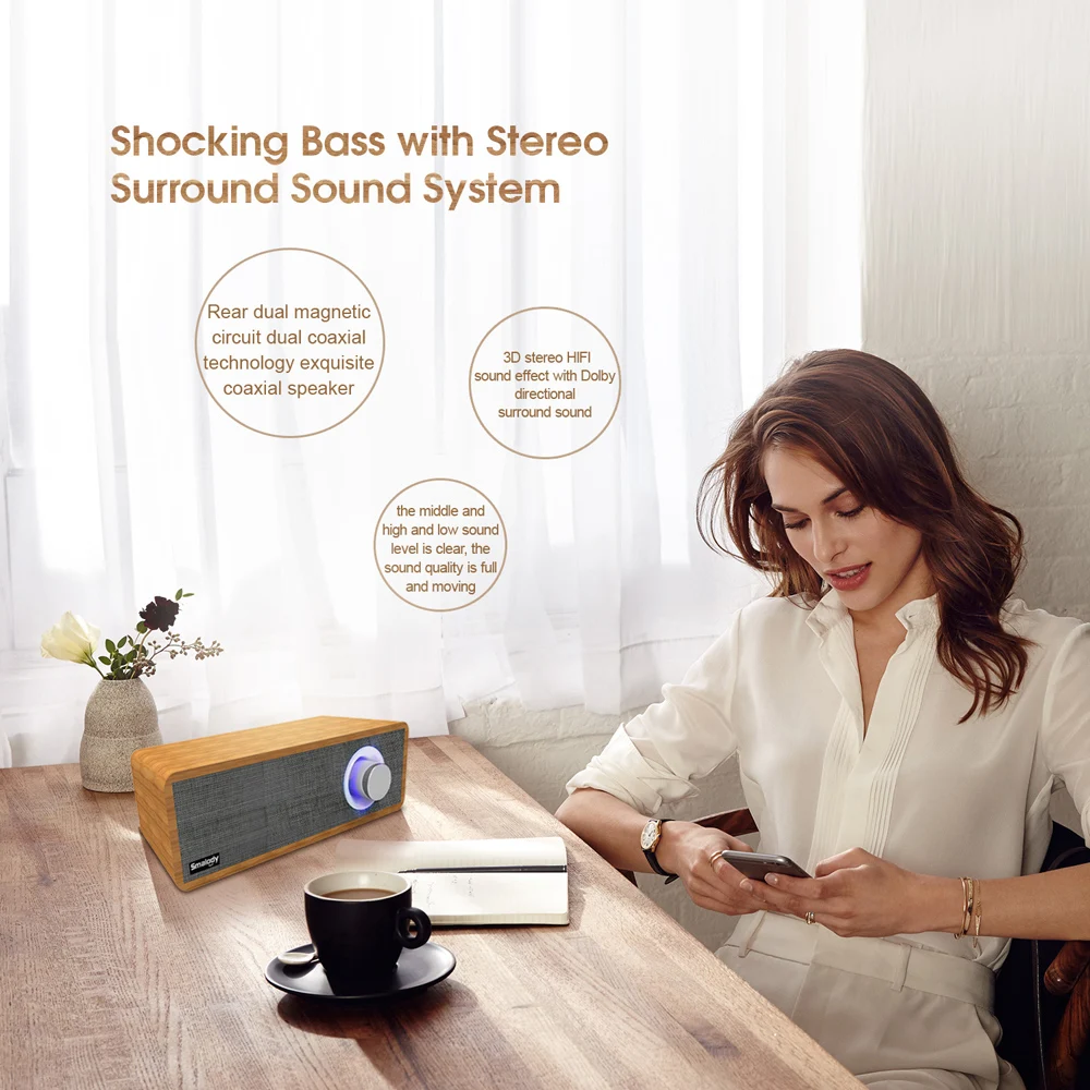 Fashion Classic Wooden Sound structure design Bluetooth Speaker Portable Wooden Wireless Speakers Stereo Mini Subwoofer