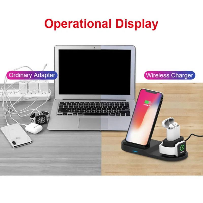 3 in 1 Mobile Phone Watch Headphone Chargers Wireless Fast Charging Adapter Holder Stand For Cellphone Earbuds