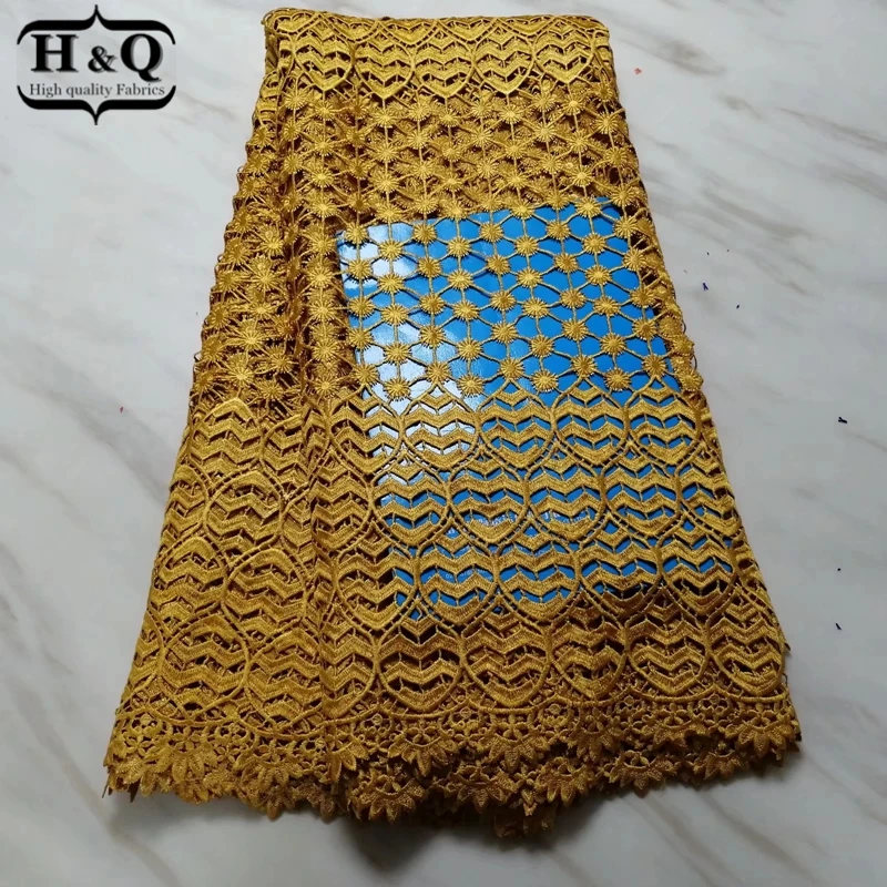 

New design African water soluble lace fabric African cord lace Nigerian guipure lace high quality with 5 yards for Prom dress