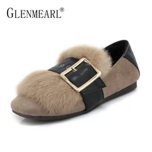 Новинка; женская обувь; женские лоферы на Плоском Каблуке; брендовая Демисезонная обувь на плоской подошве с натуральным мехом; повседневная женская обувь с круглым носком; большие размеры