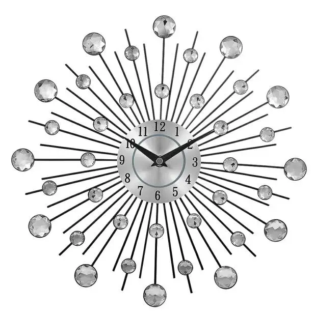 Декоративные хрустальные солнечные металлические настенные часы для домашнего искусства диаметр 13 дюймов креативные настенные часы - Цвет: A