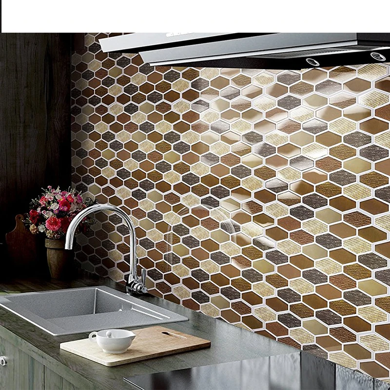 10 Pack Peel and Stick Tile 10.5"x 10" Adhesive Vinyl 3D Wall Tiles,