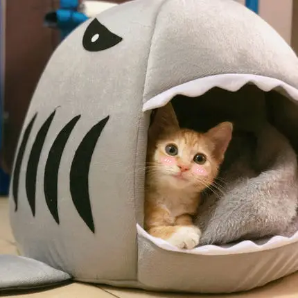 

Cartoon Pet Shark For Large Dog Tent Cartoon Pet Cat Litter Puppy Bed Kennel Four Seasons Universal Nest Dog Thick Warm Yurt